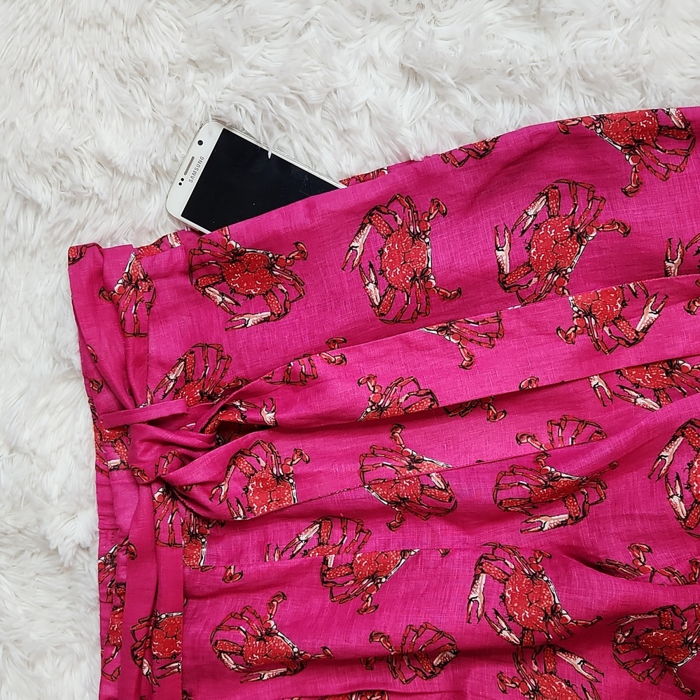 J Crew Womens Tie-waist Linen Pants in Ratti King Crab Print 12 - Picture 4 of 16
